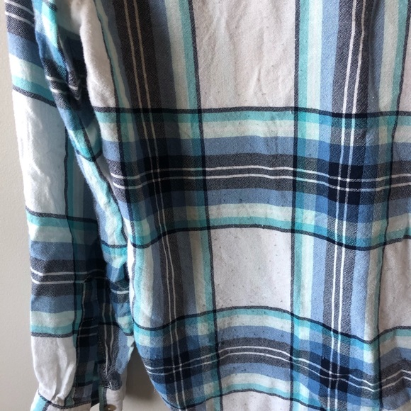 3/$30 Garage Blue and White Plaid Button Down - Picture 3 of 4